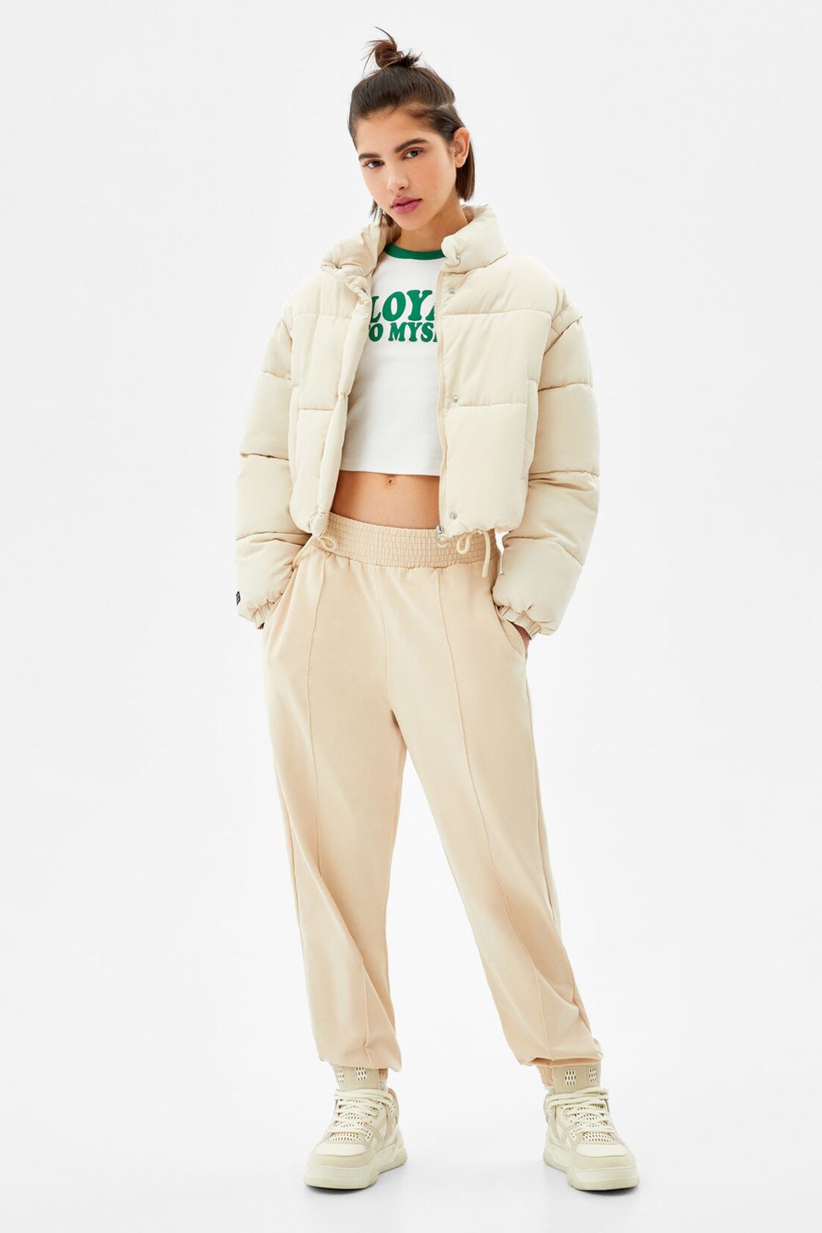 Short Nylon-Effect Puffer Jacket - Imagen 4